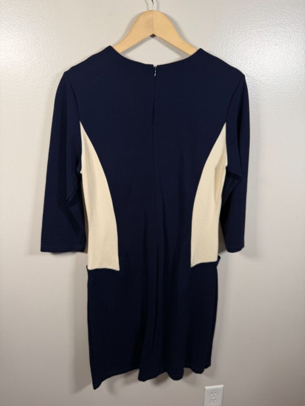 J. Mclaughlin Colorblock Sheath Dress Size Large Navy Blue Career Office Work - Picture 2 of 9